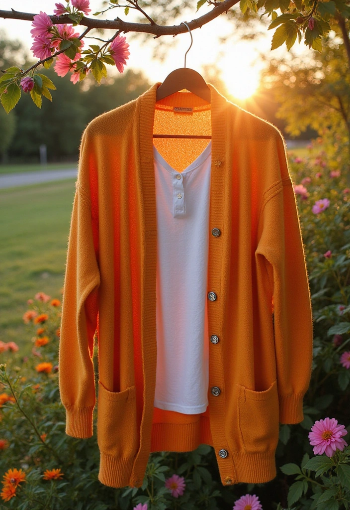 30 Trendy Casual Summer Vacation Outfits for Women That Are Perfect for Wanderlust! - 29. Brightly Colored Cardigan Over Casual Look