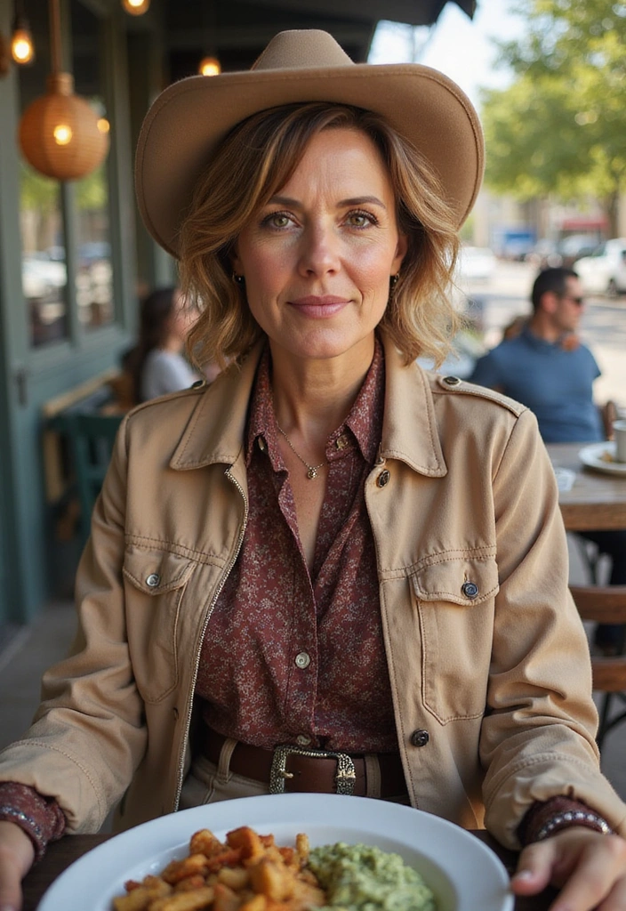 30 Stunning Cowboy Outfits for Women 40+ That Will Turn Heads! - 24. Layering with Lightweight Fabrics