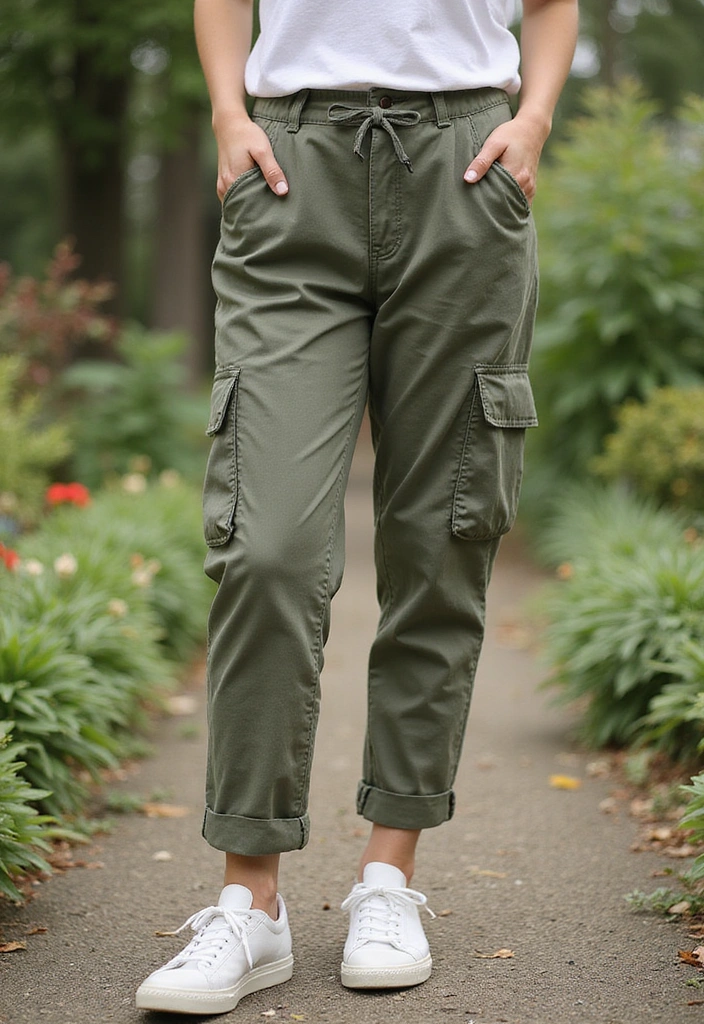 22 Sporty Cargo Pants That Combine Comfort and Style Perfectly! - 14. Cargo Pants with Feminine Touches