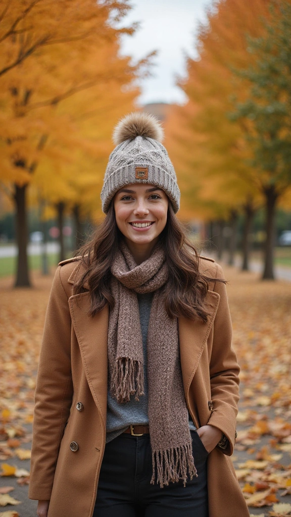 25 Fall Outfits Women Will Adore (Get Ready to Turn Heads!) - 21. Knit Beanie with Layered Outfit