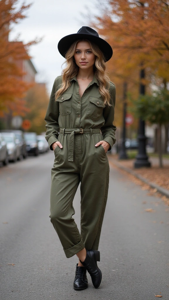 25 Fall Outfits Women Will Adore (Get Ready to Turn Heads!) - 6. Chic Utility Jumpsuit