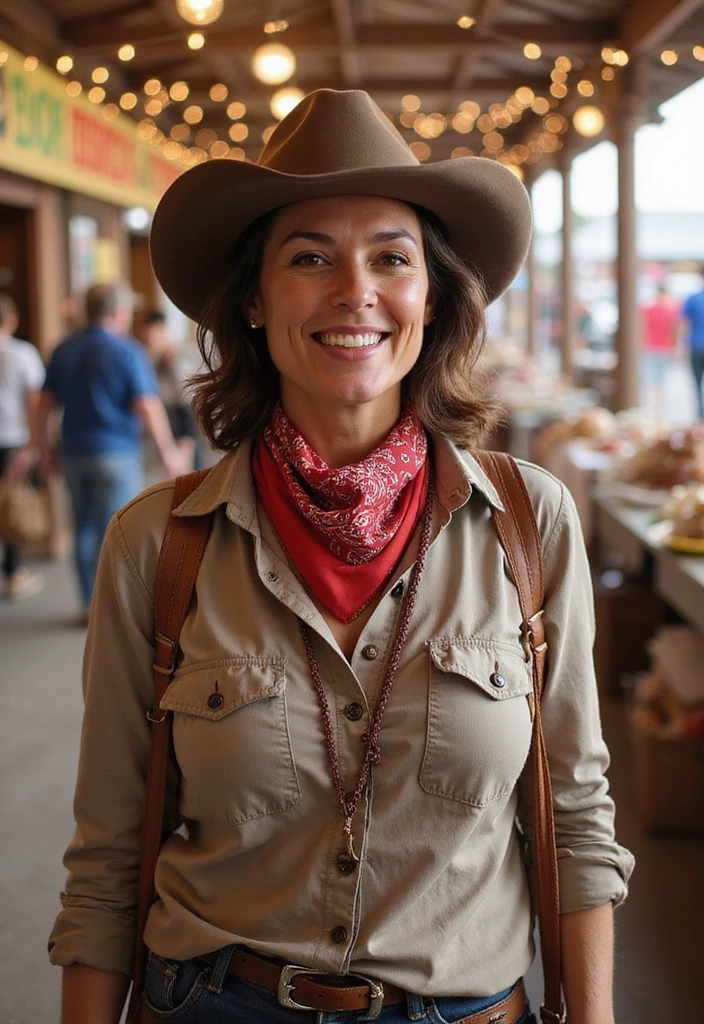 30 Stunning Cowboy Outfits for Women 40+ That Will Turn Heads! - 28. Eye-Catching Bandanas