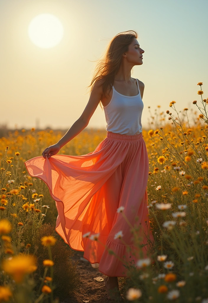 30 Trendy Casual Summer Vacation Outfits for Women That Are Perfect for Wanderlust! - 5. Flowy Skirt and Tank Top Combo