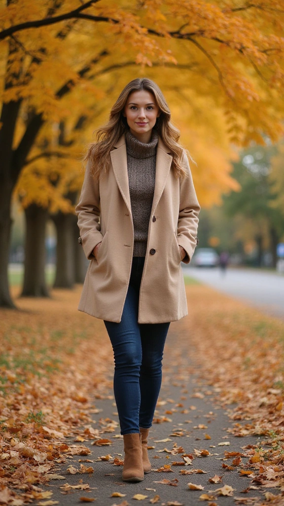 25 Fall Outfits Women Will Adore (Get Ready to Turn Heads!) - 15. Peacoat Over Casual Ensemble
