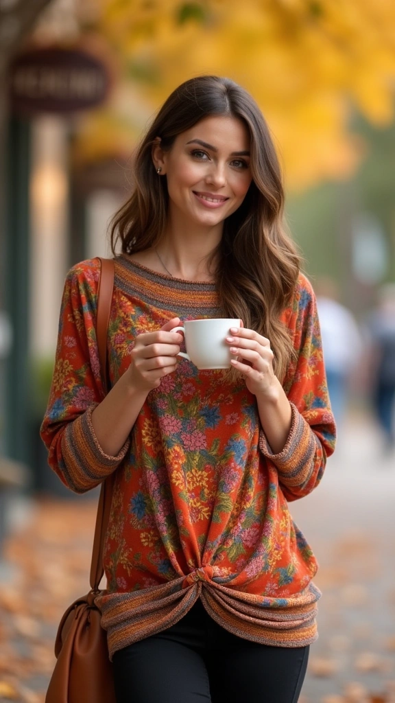 25 Fall Outfits Women Will Adore (Get Ready to Turn Heads!) - 10. Colorful Fall Tunic with Leggings