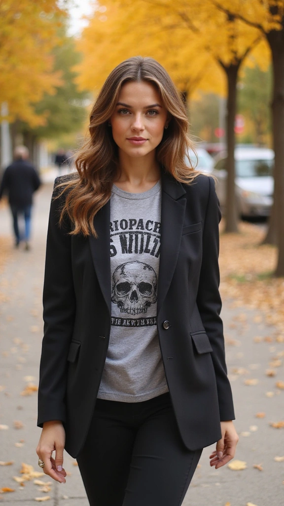25 Fall Outfits Women Will Adore (Get Ready to Turn Heads!) - 7. Layered Look with Tees and Blazers