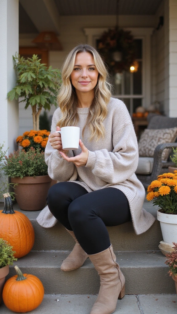 25 Fall Outfits Women Will Adore (Get Ready to Turn Heads!) - 16. Soft Tunic with Leggings and Boots
