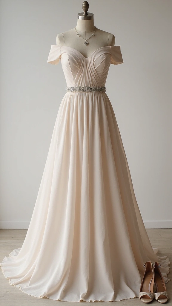 29 Classy Women Dresses That'll Make You the Center of Attention! - 26. Romantic Off-the-Shoulder Dress