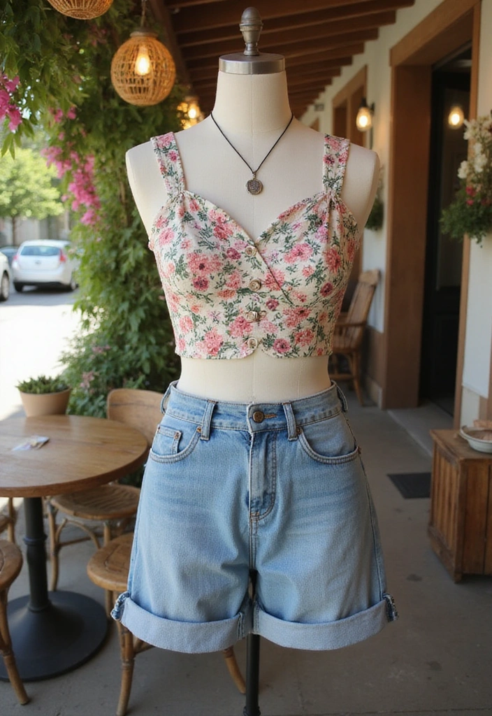30 Trendy Casual Summer Vacation Outfits for Women That Are Perfect for Wanderlust! - 11. Vintage-Inspired High-Waisted Shorts