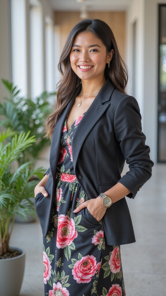 23 Chic Summer Work Outfits for Women in Their 30s (Look Confident & Stylish!) - 1. Floral Midi Dress