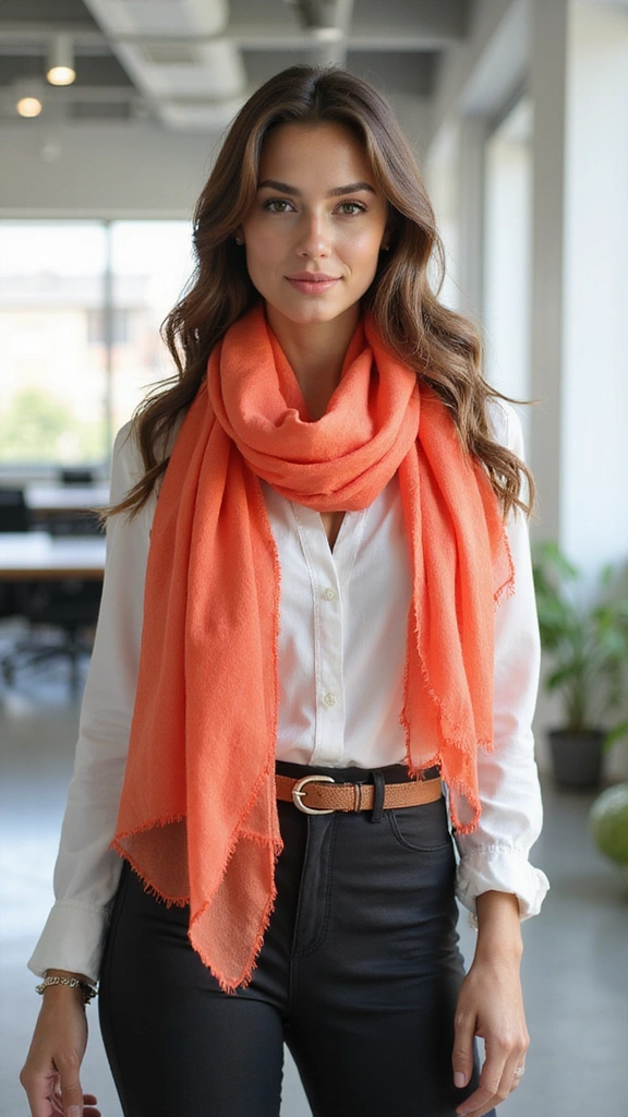 23 Chic Summer Work Outfits for Women in Their 30s (Look Confident & Stylish!) - 20. Chic Summer Scarves
