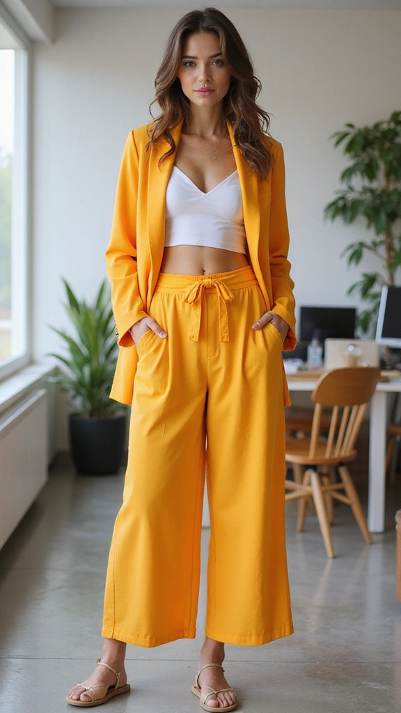 23 Chic Summer Work Outfits for Women in Their 30s (Look Confident & Stylish!) - 19. Summer Color Palette