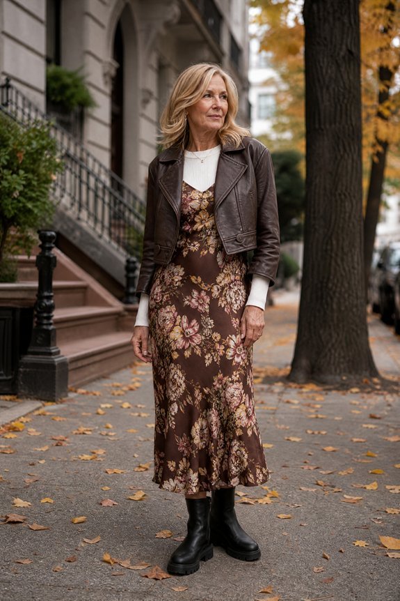 90s floral slip dress layered