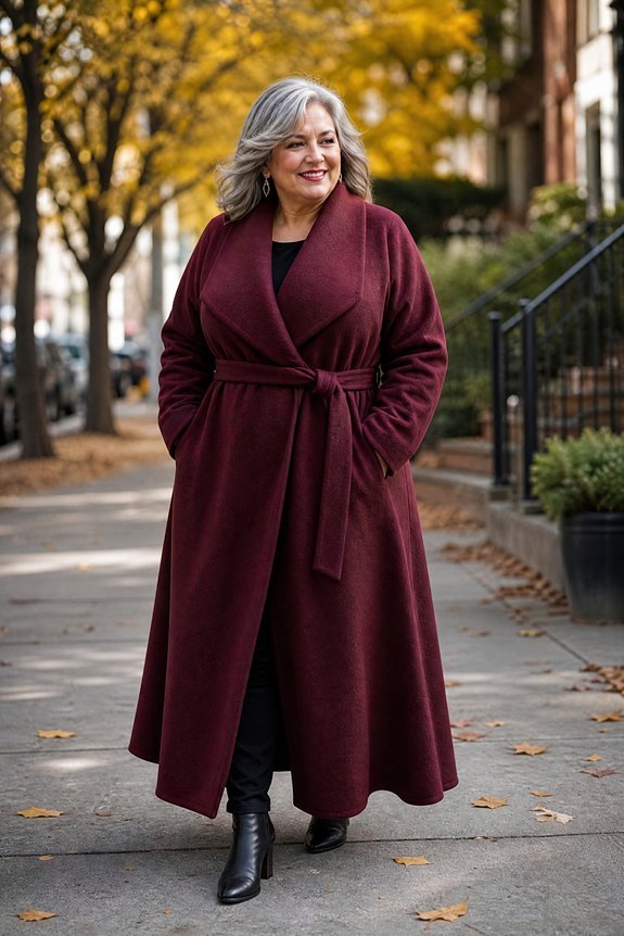 belted wool blend wrap coat