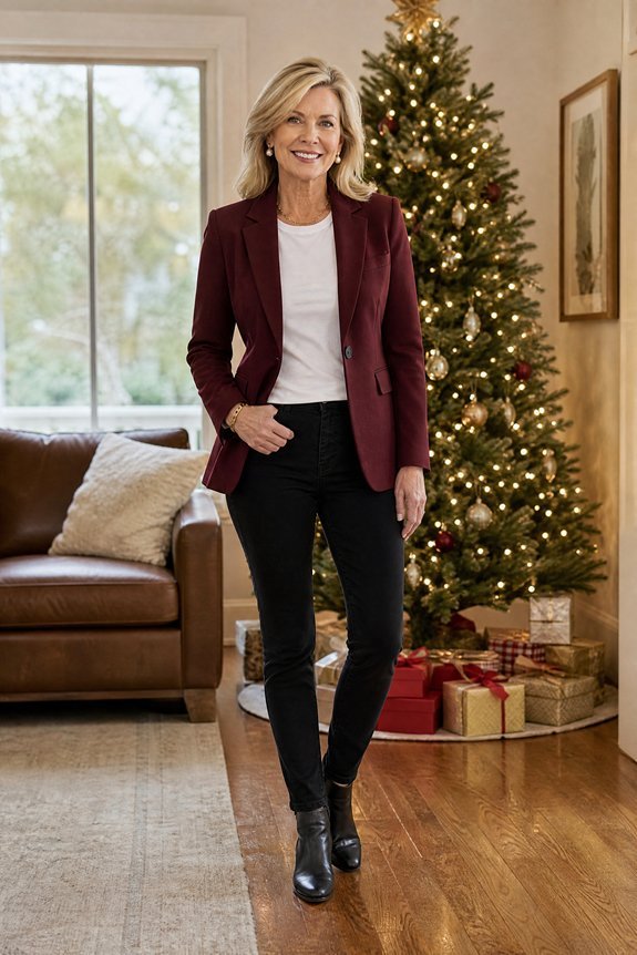 blazer elevates casual holiday outfits