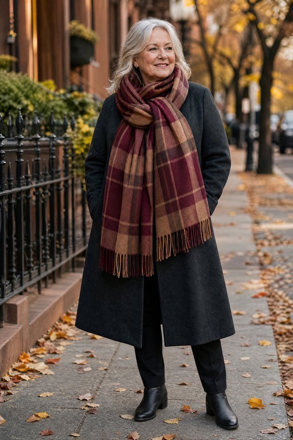 bold silk scarves anchor outfits