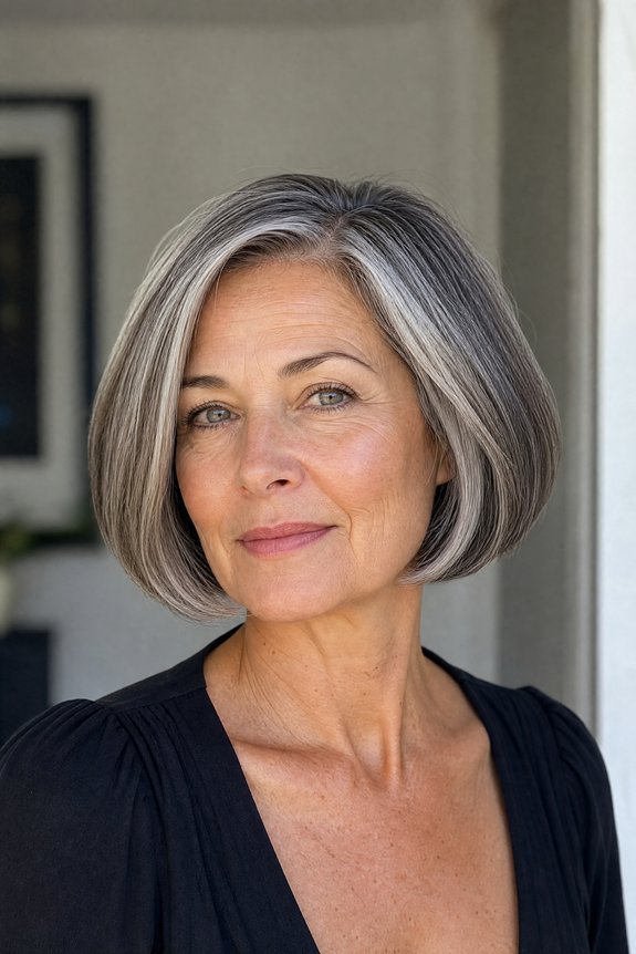 chin length bob flatters mature faces