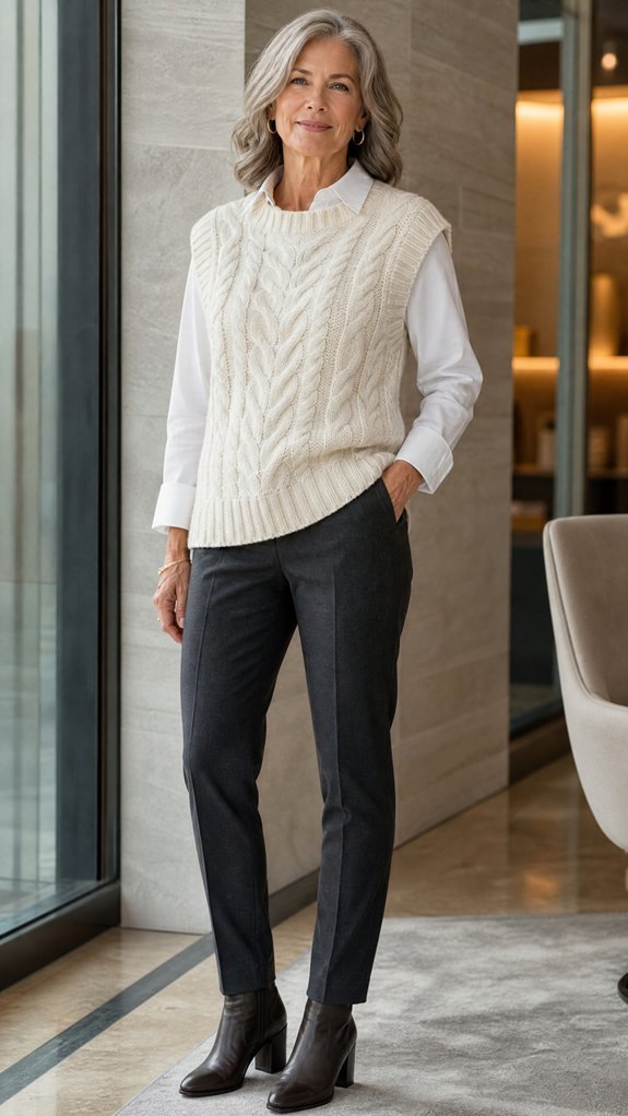chunky vest over shirt