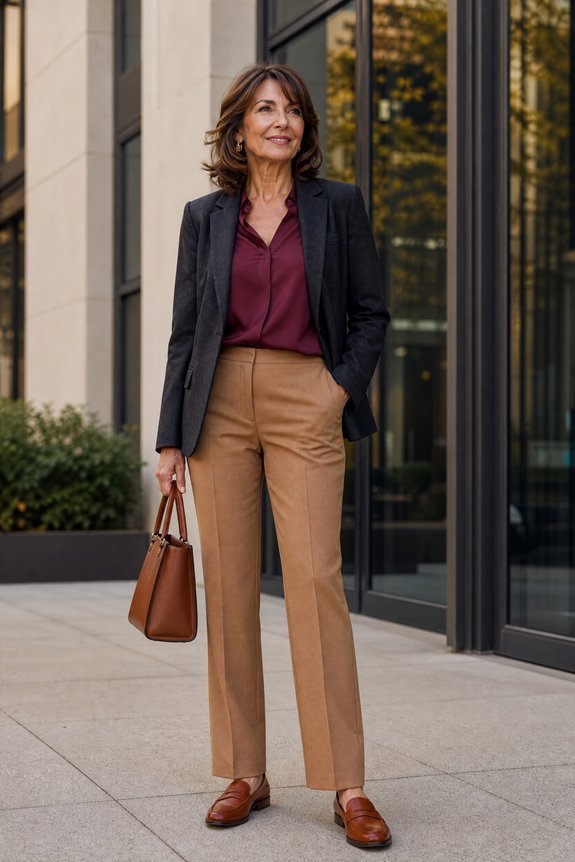 comfortable metallic accent cognac loafers