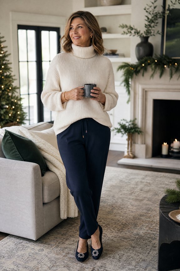 cozy polished holiday morning outfits