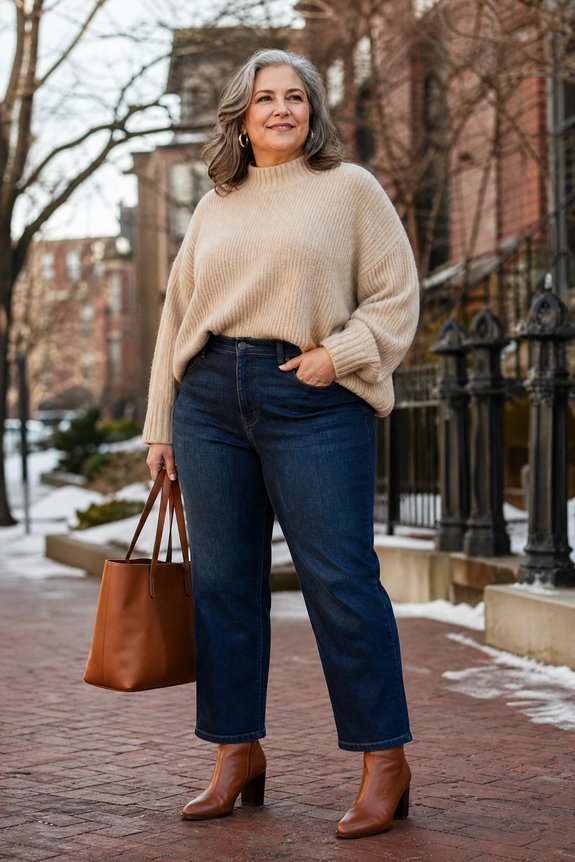 cuffed straight jeans with boots