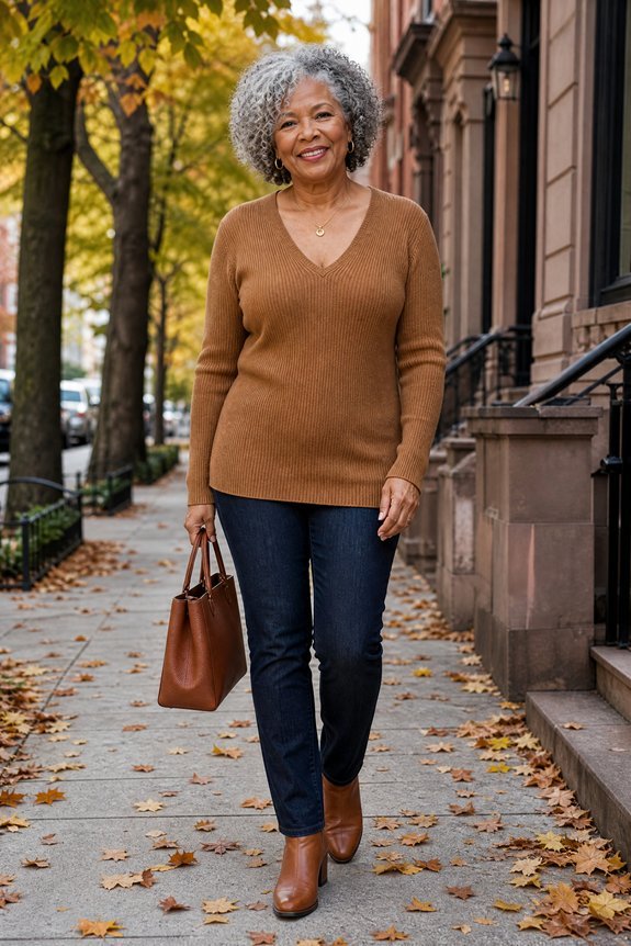 draping vertical ribbed v neck knits
