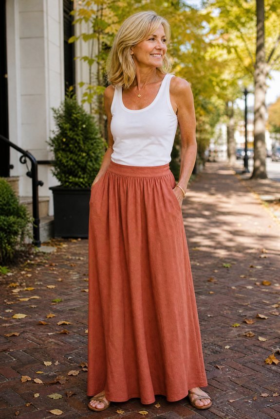earthy maxi skirts paired