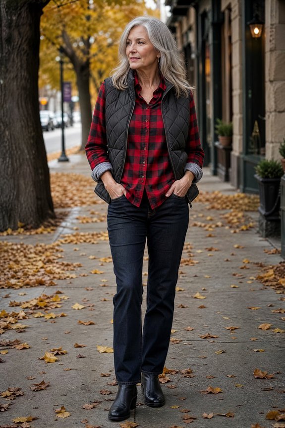 fitted flannel under vest