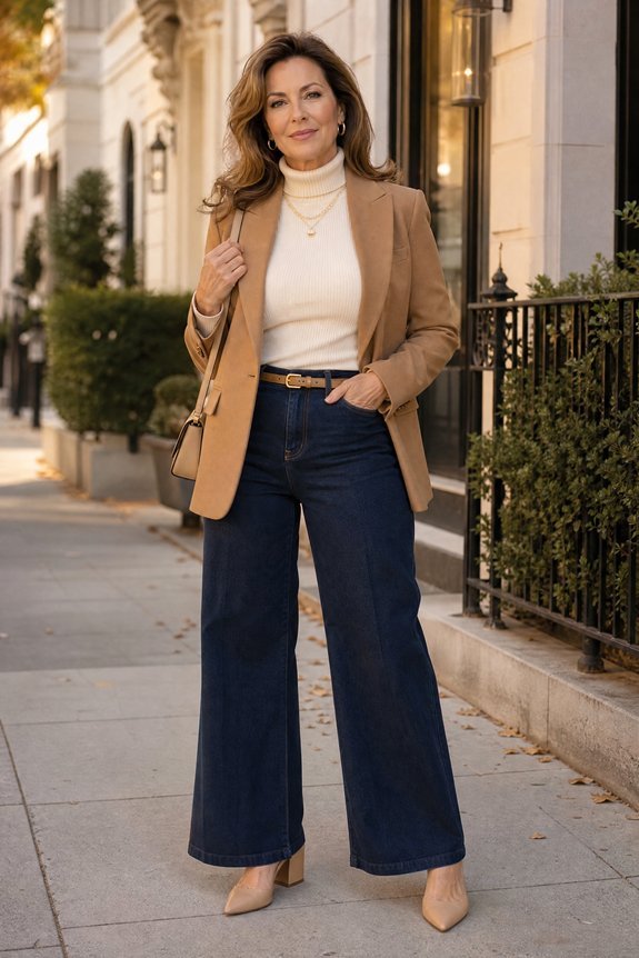 flattering wide leg jeans styling
