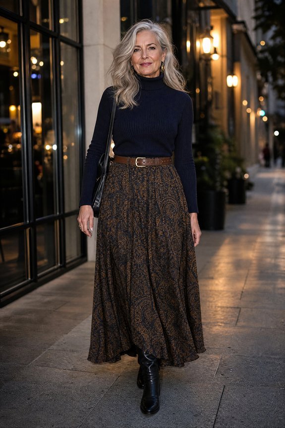 flowing patterned maxi with boots