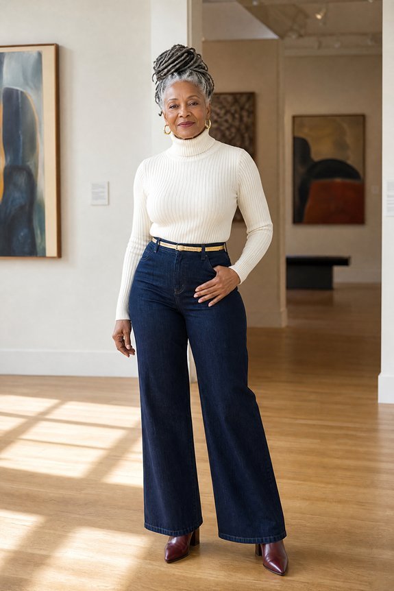 high rise tailored wide leg jeans