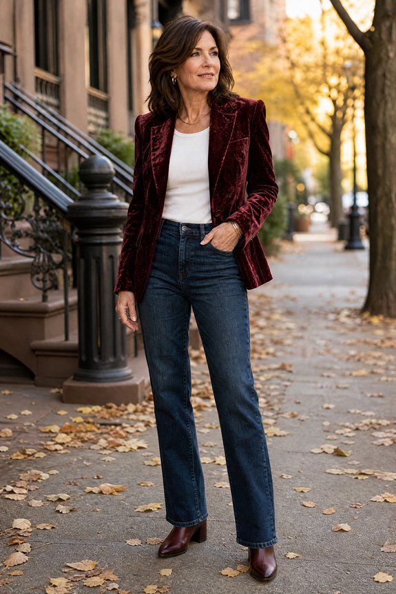 jewel toned velvet blazer ensemble