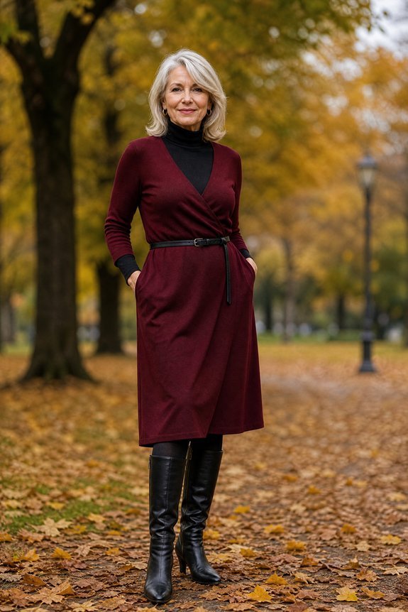 layered tights suede scarf