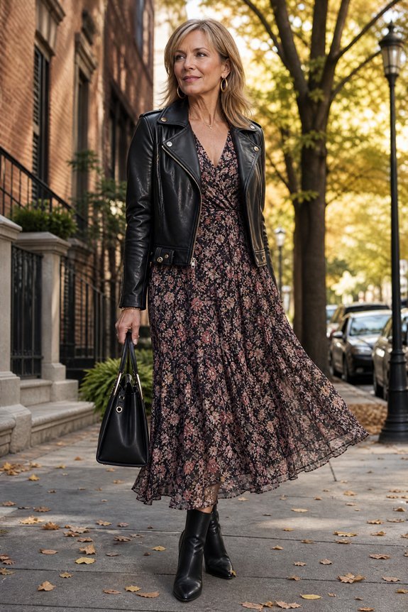 leather jacket over midi