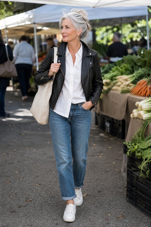 leather jacket relaxed weekend style