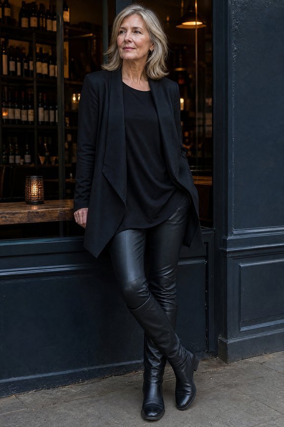 matte leather leggings mid thigh