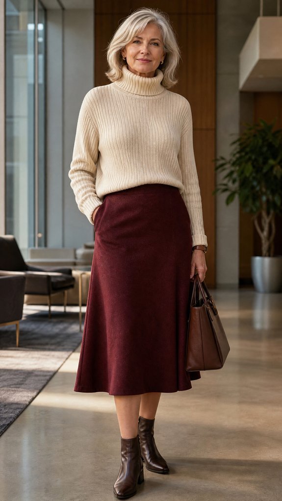 midi skirt with knit
