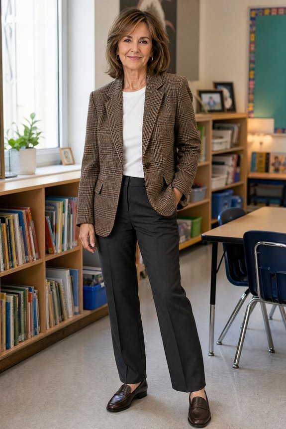 plaid blazer with slacks