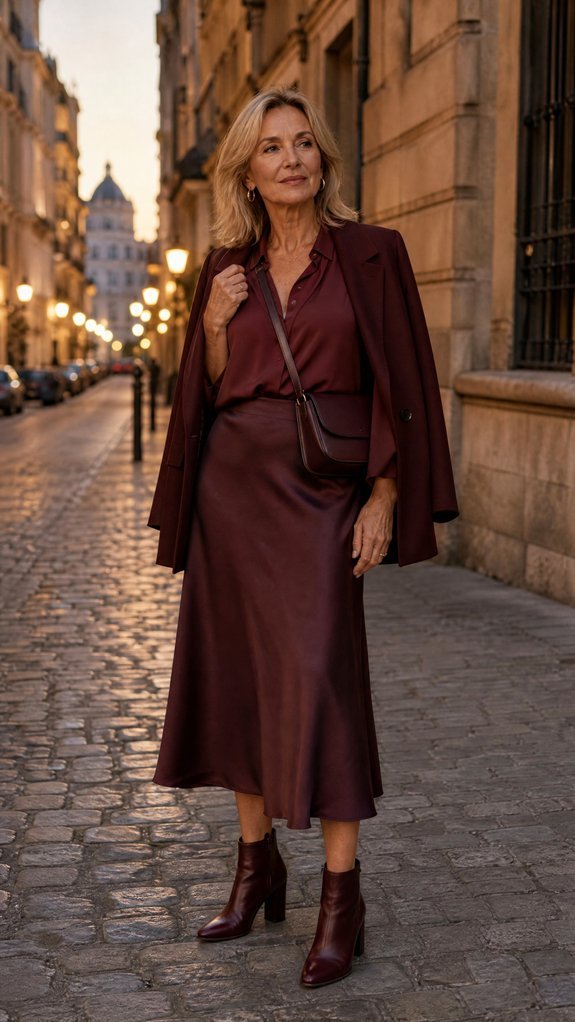 pleated burgundy satin versatility