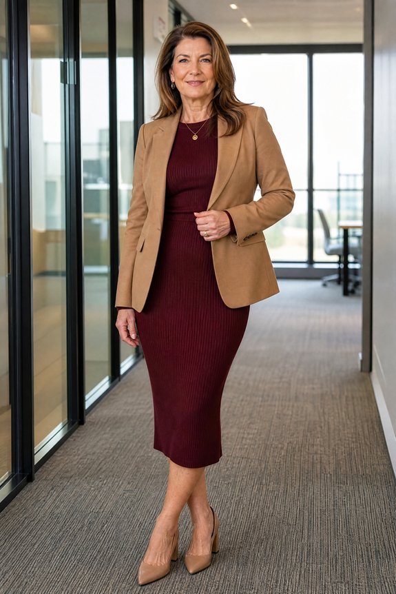 polished comfortable midi knitdress