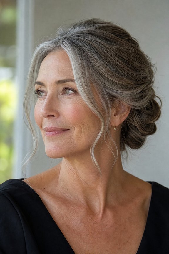 polished tousled low bun
