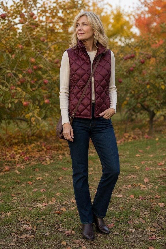 quilted vest layered long sleeve