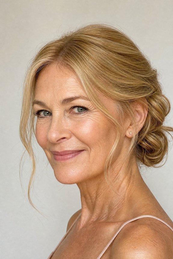 relaxed low nape chignon