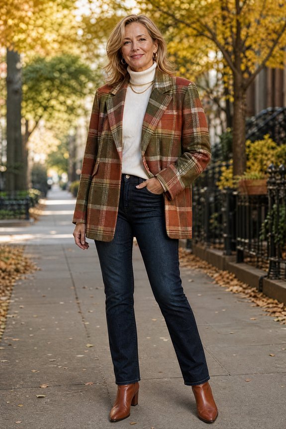 relaxed plaid blazer styling