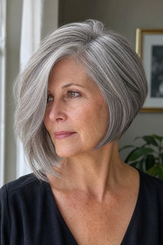 side swept bob elongates face