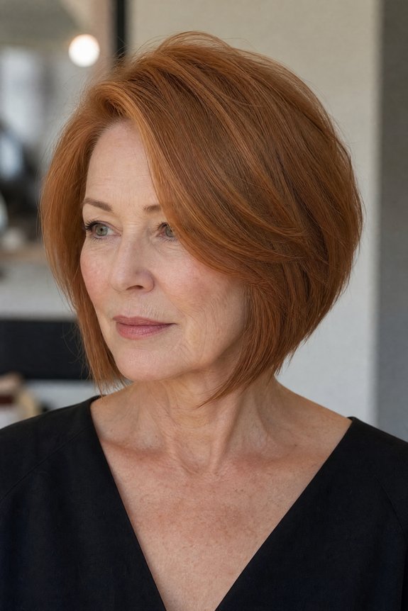 side swept feathered bob
