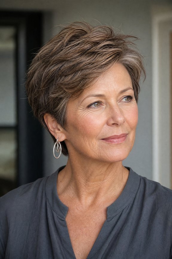 silver highlighted textured gray pixie