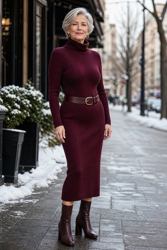 sleek turtleneck dress styling