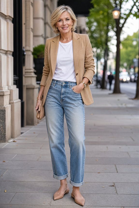 structured blazer refines boyfriend jeans