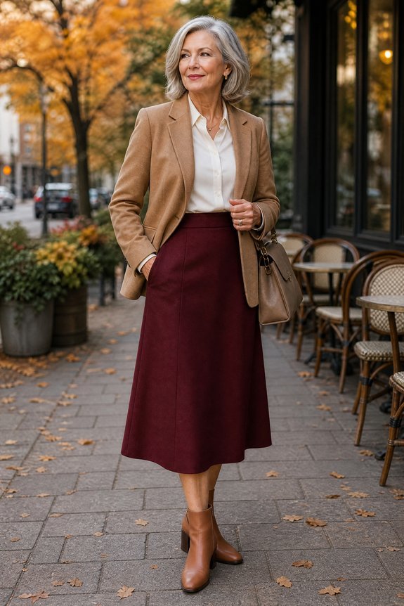 structured pleated midi skirt
